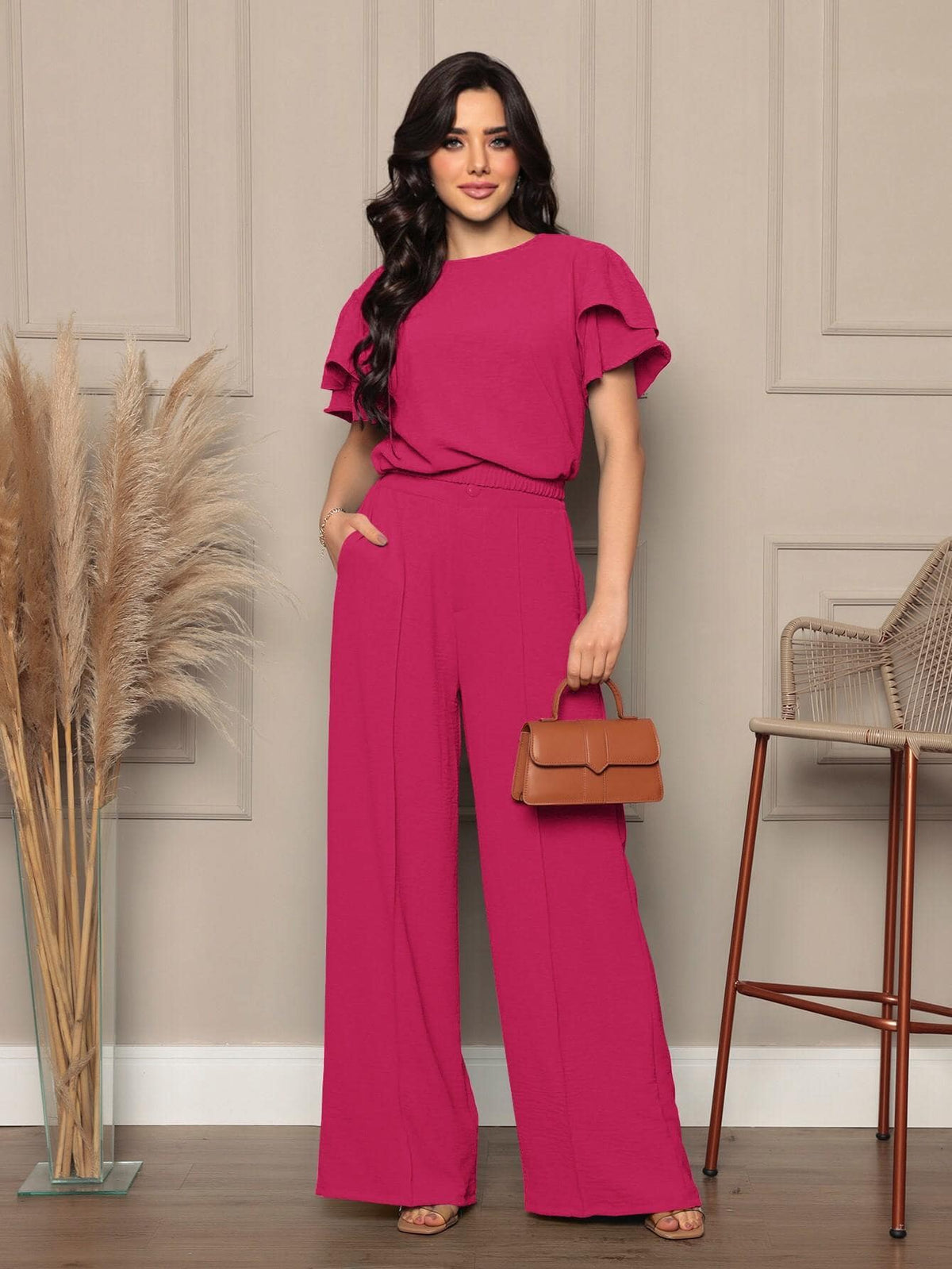 Conjunto Feminino Blusa e Calça Pantalona
