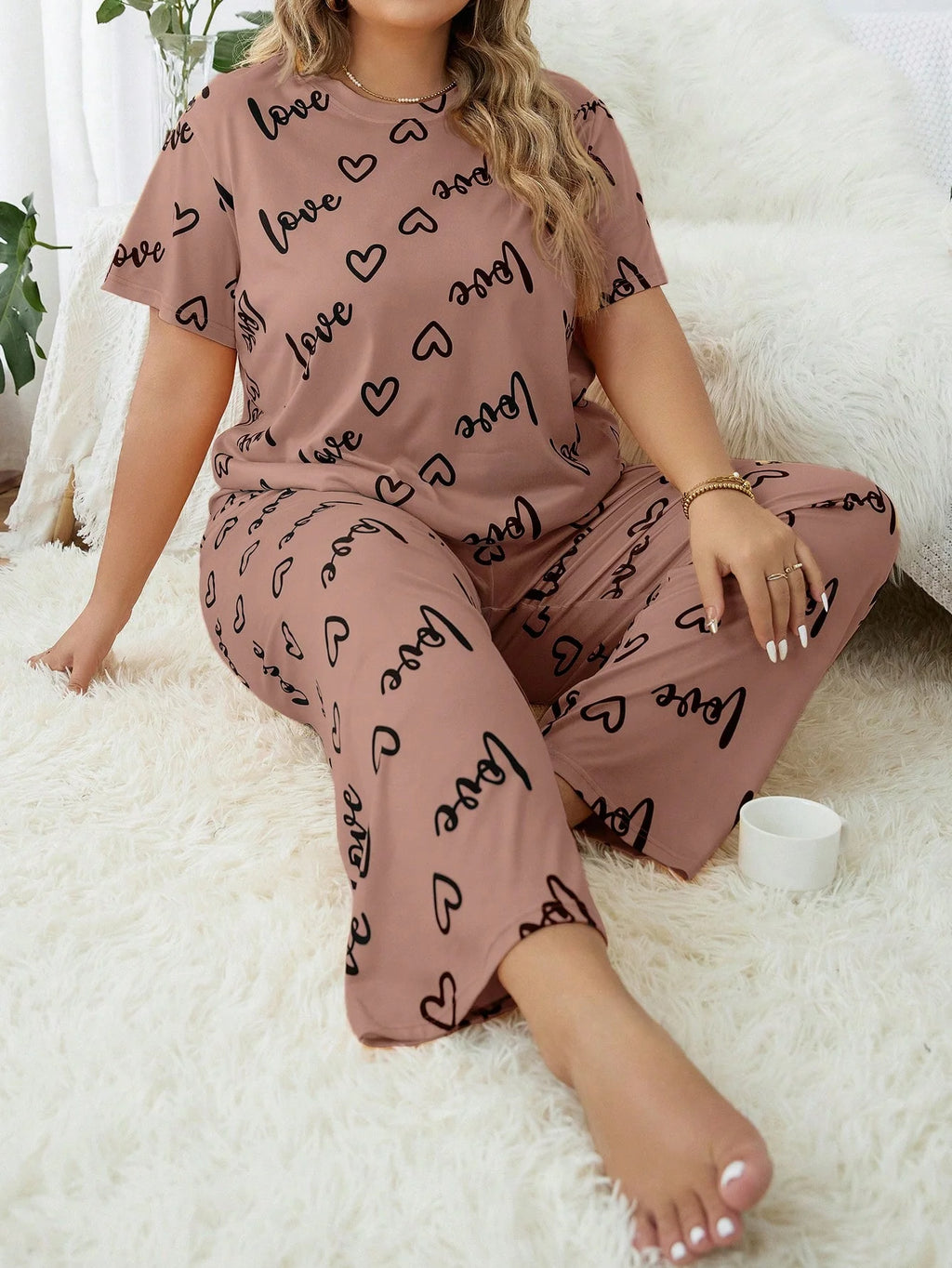 Pijama Plus Size Blusa e Calça Estampado Soltinho