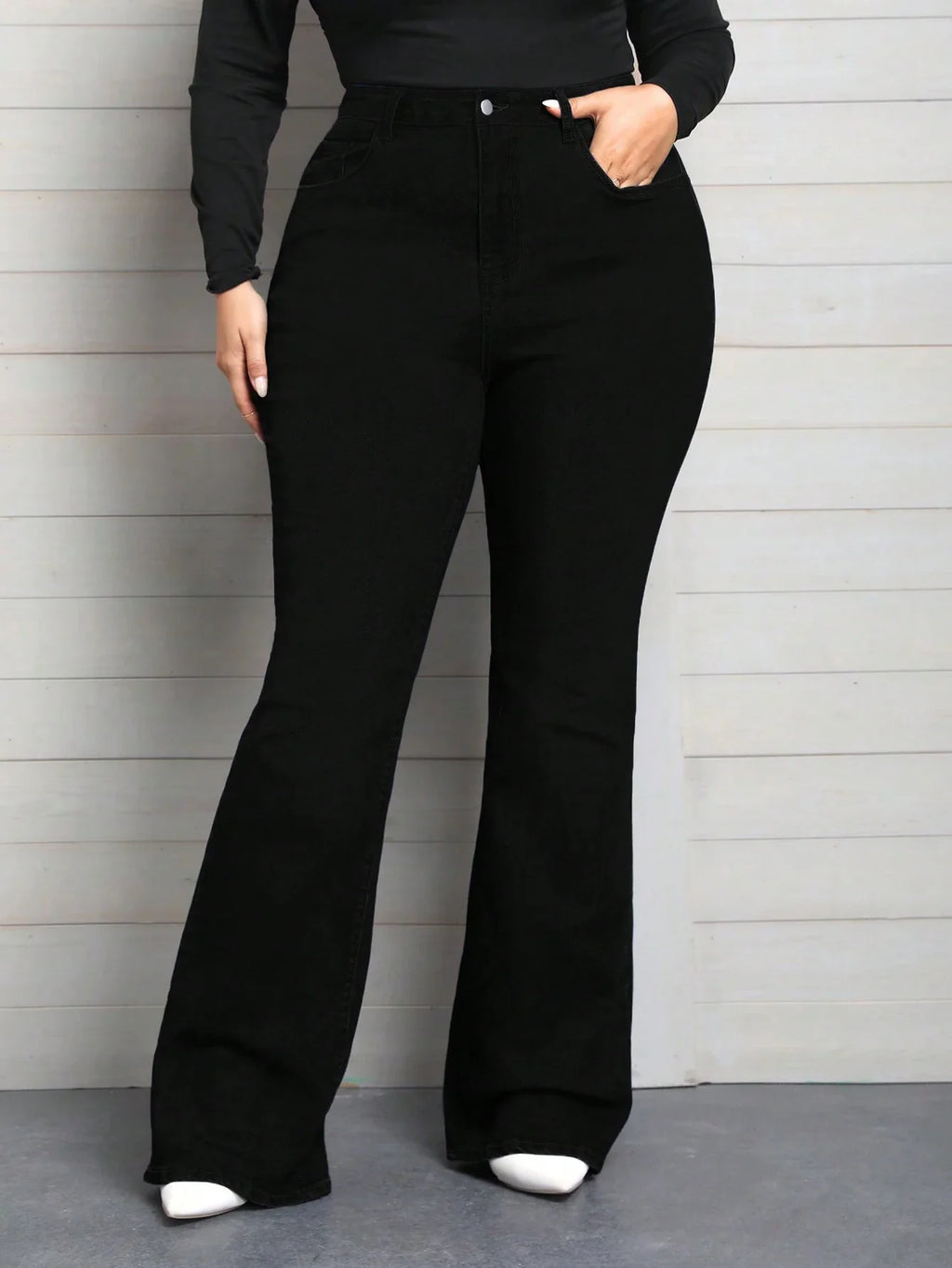 Calça Jeans Plus Size Feminina Flare Stretch