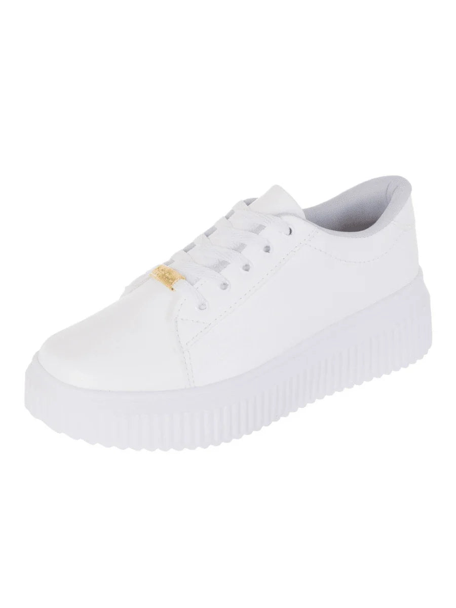 Tênis Casual Feminino Confortável Plataforma Frizada