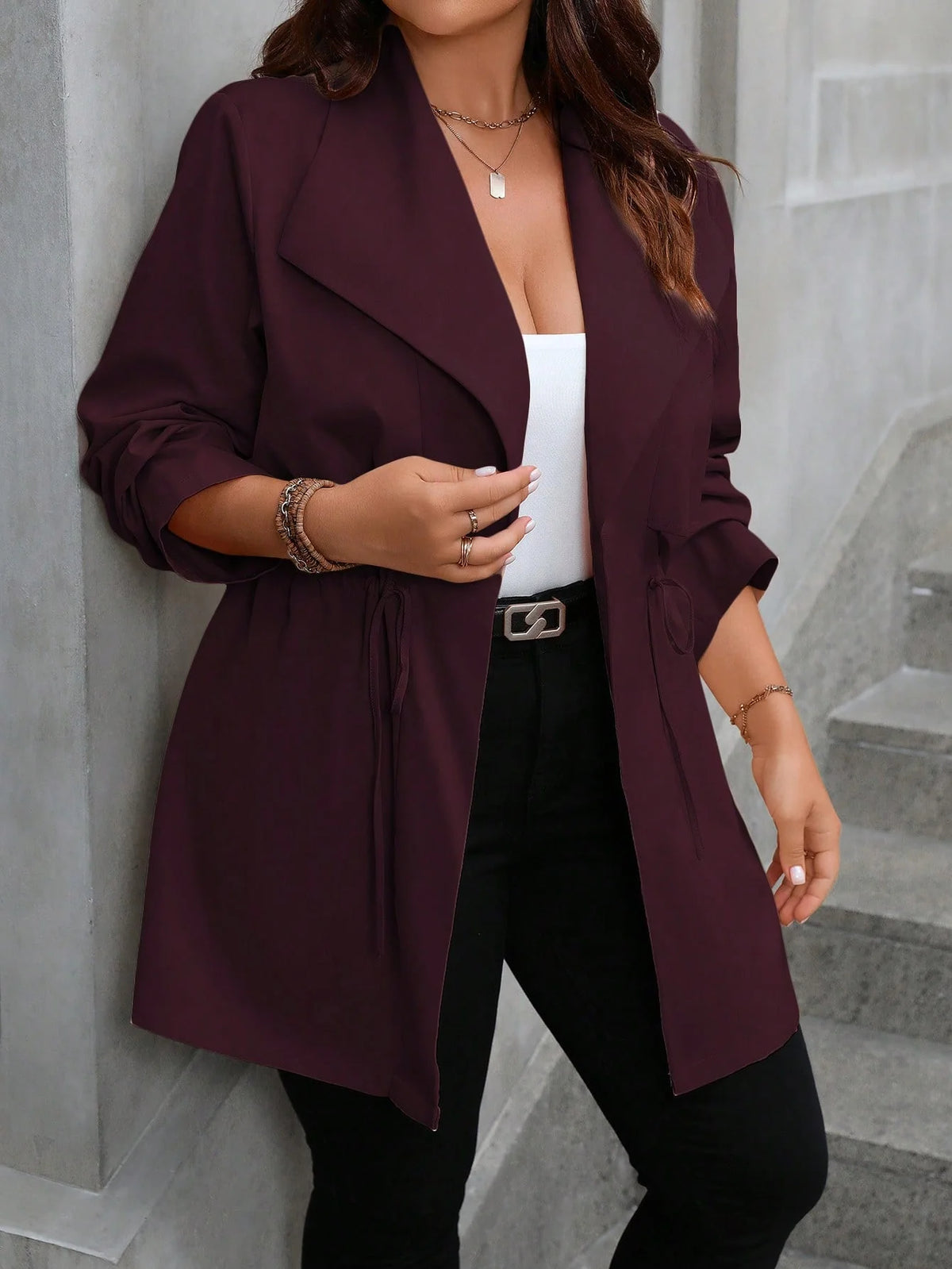 Parka Feminina Plus Size Acinturada Ajustável