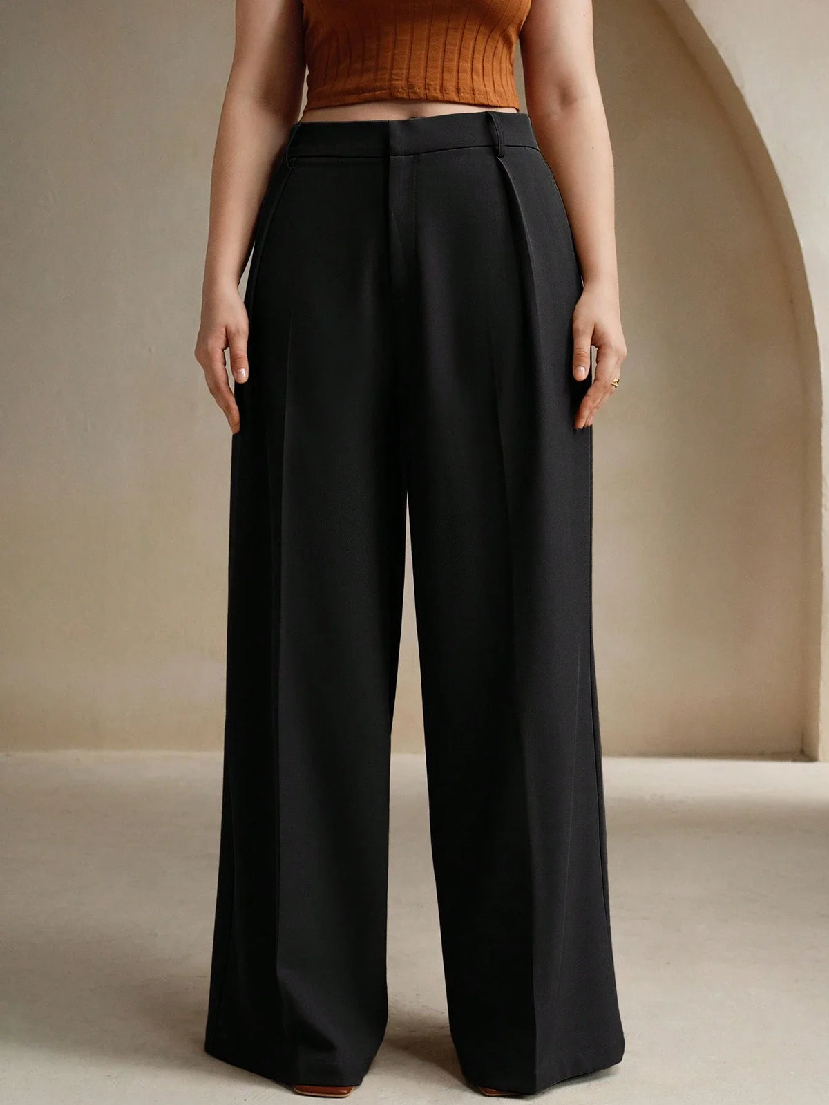 Calça Feminina Wide Leg de Alfaiataria Plus Size