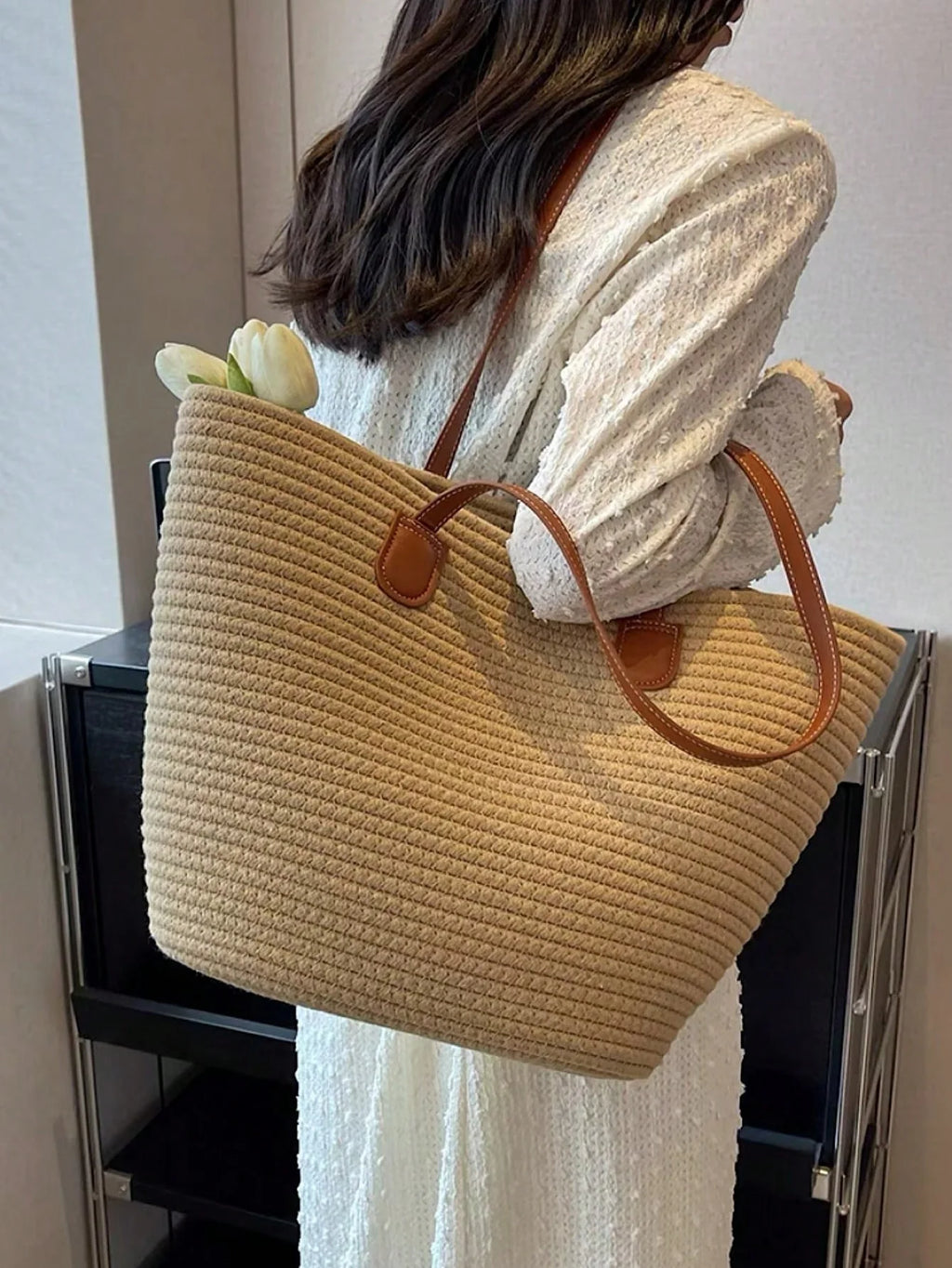 Bolsa de Praia Grande Forrada com Zíper