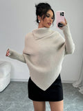 Poncho Feminino Assimétrico de Tricô