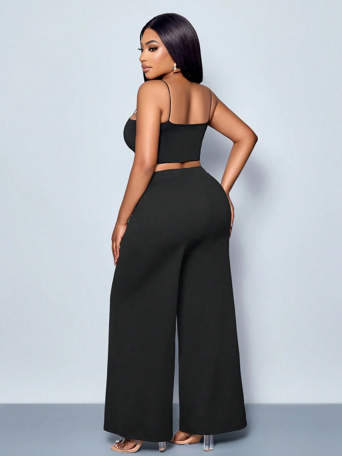 Calça Wide Leg Feminina Plus Size Social com Cinto