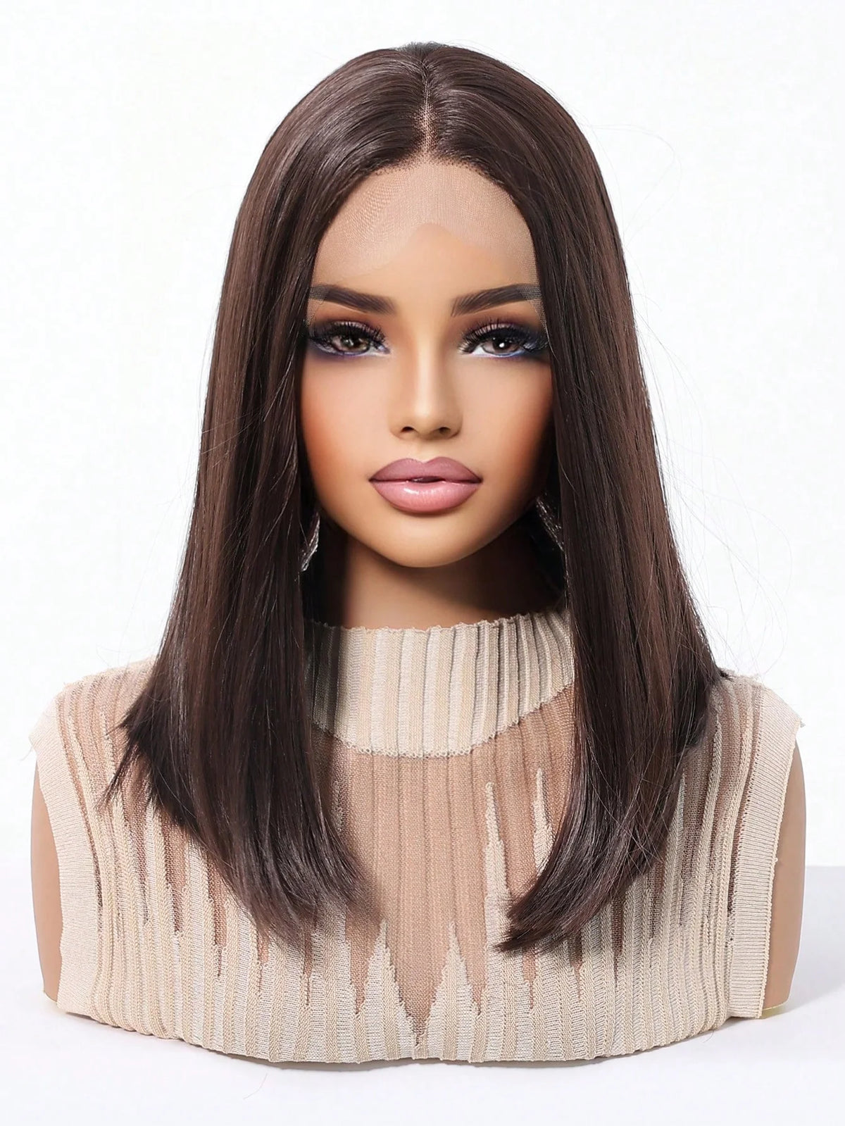 Peruca Feminina Lace Front 13x4 Long Bob Lisa 35cm Fibra Orgânica