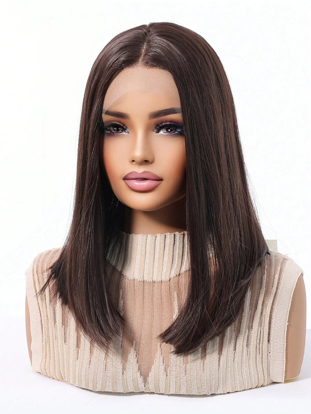Peruca Feminina Lace Front 13x4 Long Bob Lisa 35cm Fibra Orgânica
