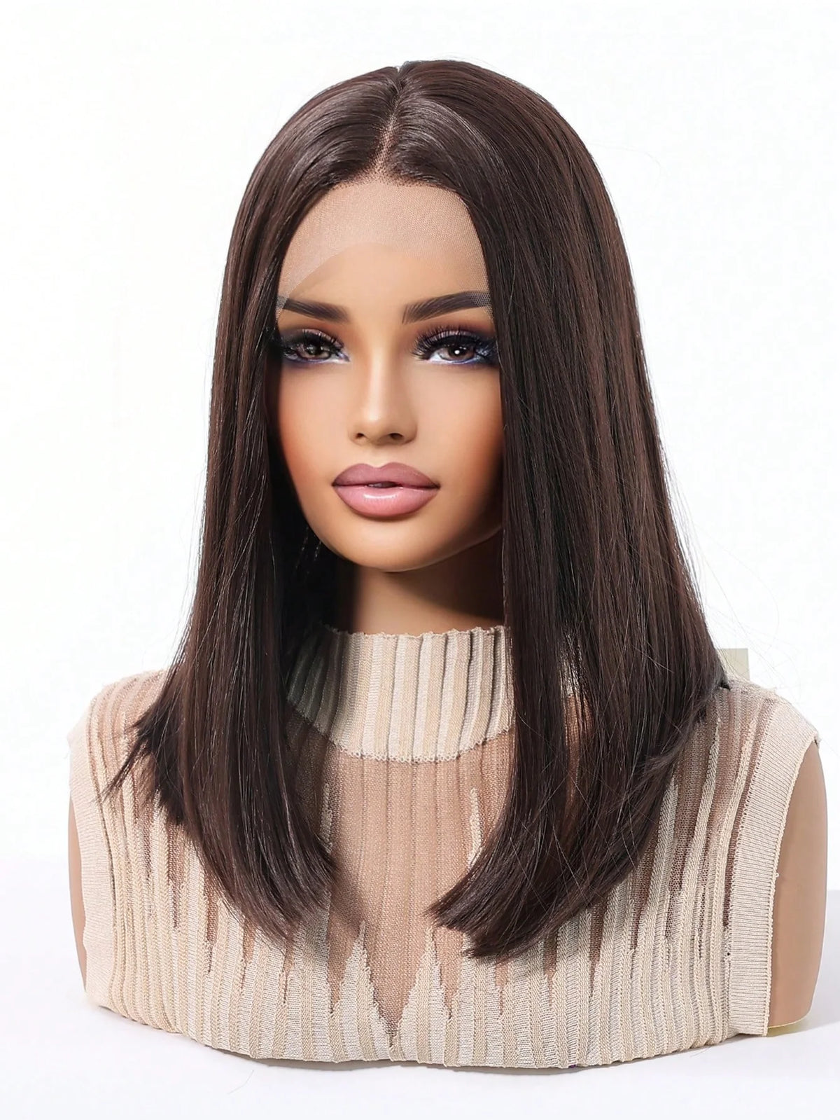 Peruca Feminina Lace Front 13x4 Long Bob Lisa 35cm Fibra Orgânica