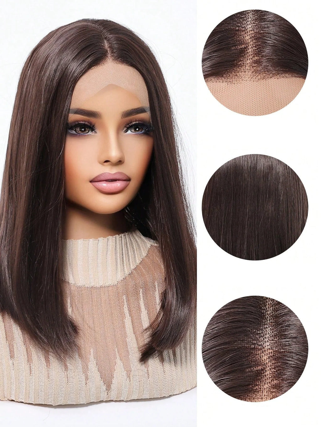 Peruca Feminina Lace Front 13x4 Long Bob Lisa 35cm Fibra Orgânica