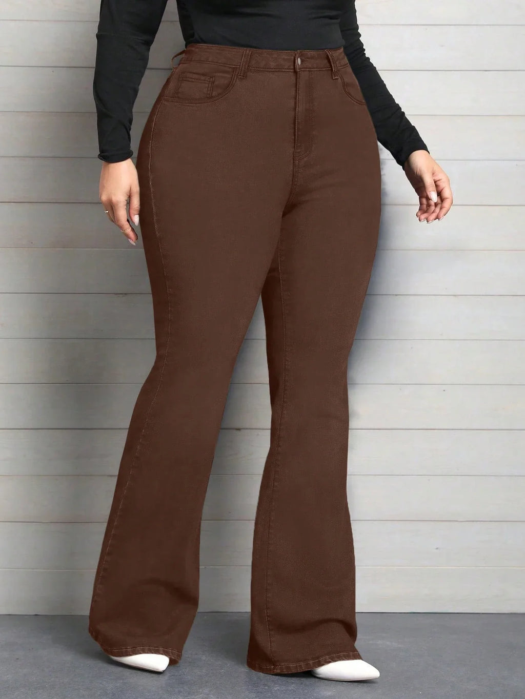 Calça Jeans Plus Size Feminina Flare Stretch