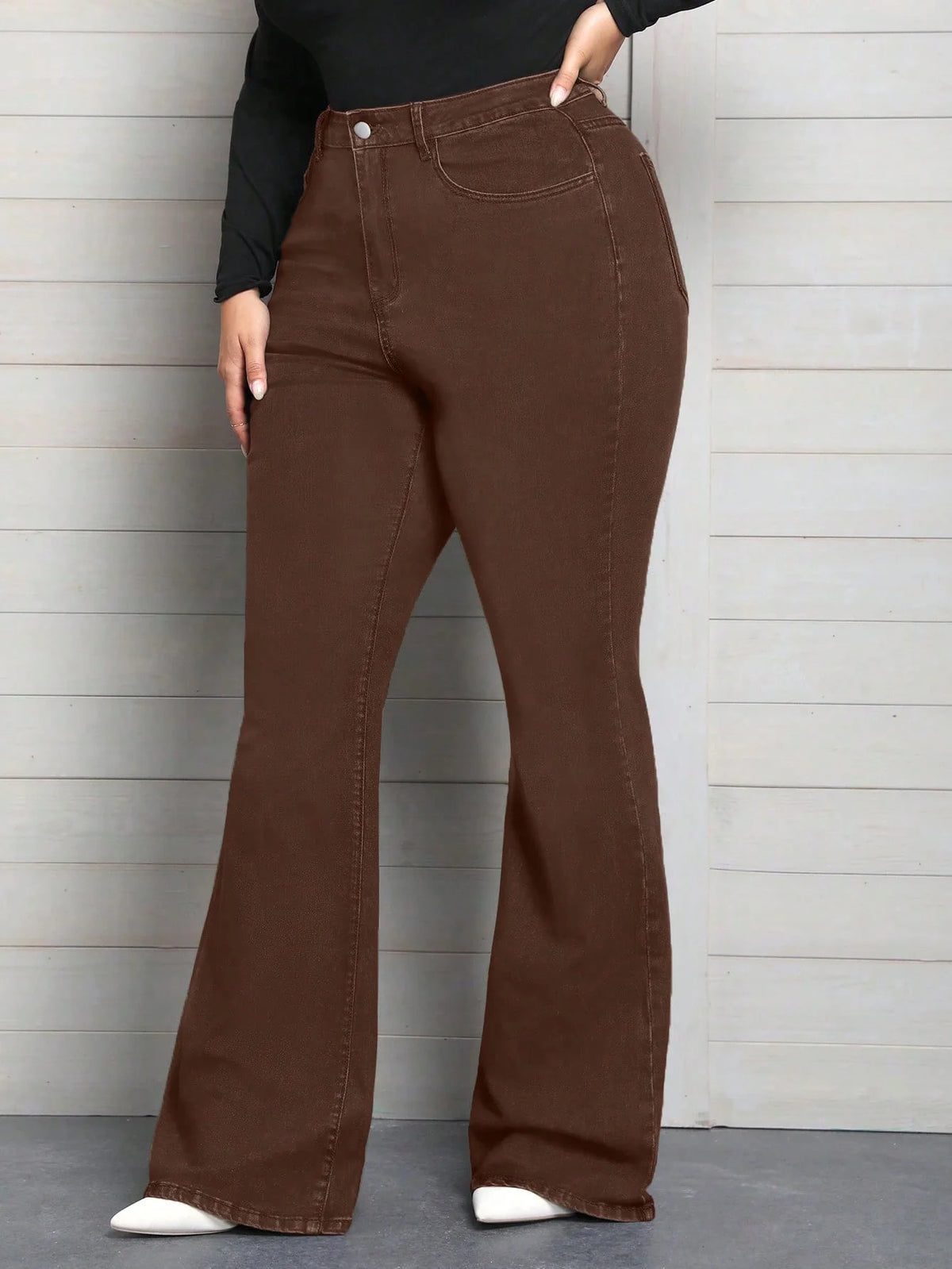Calça Jeans Plus Size Feminina Flare Stretch