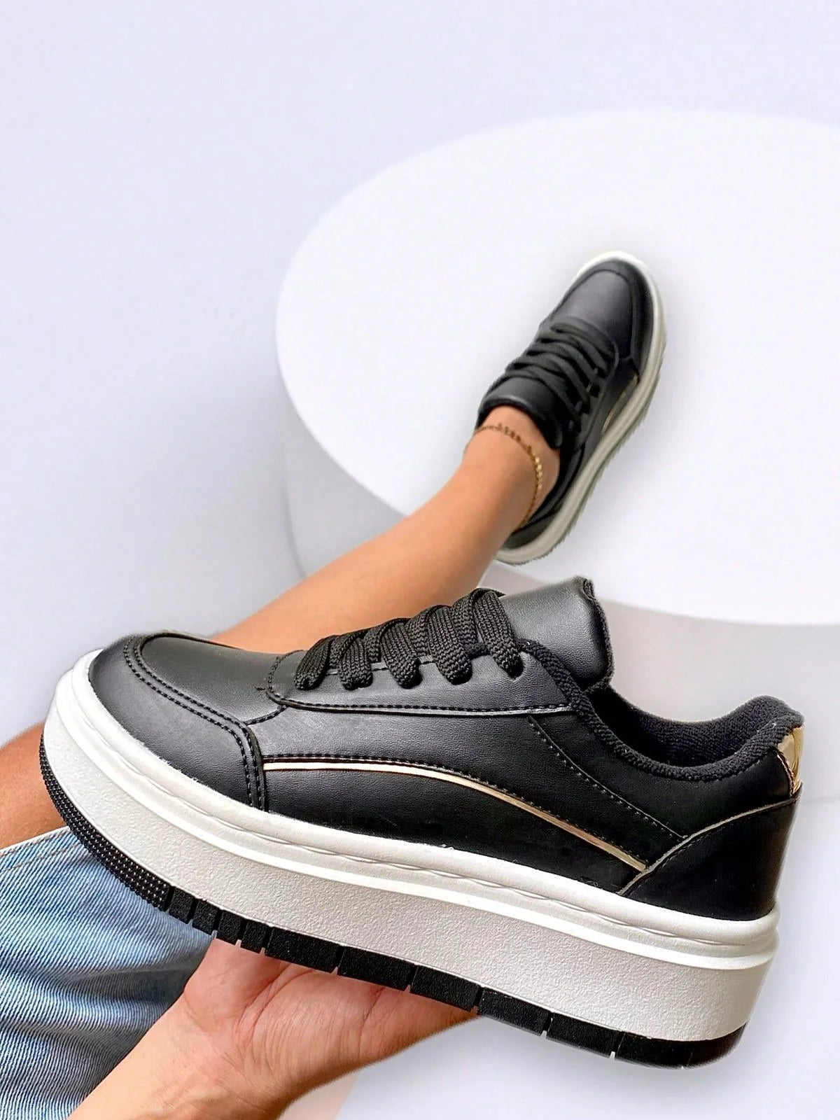 Tênis Casual Feminino Sola Alta Flatform Dia a Dia