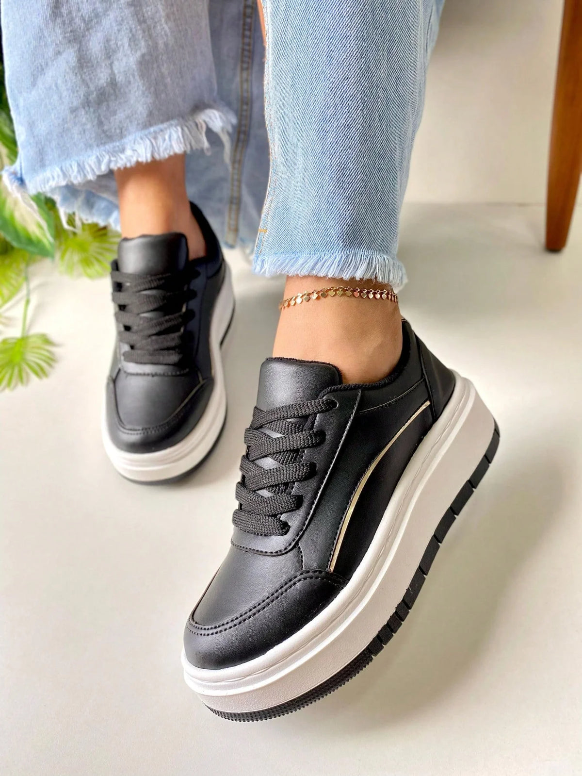 Tênis Casual Feminino Sola Alta Flatform Dia a Dia