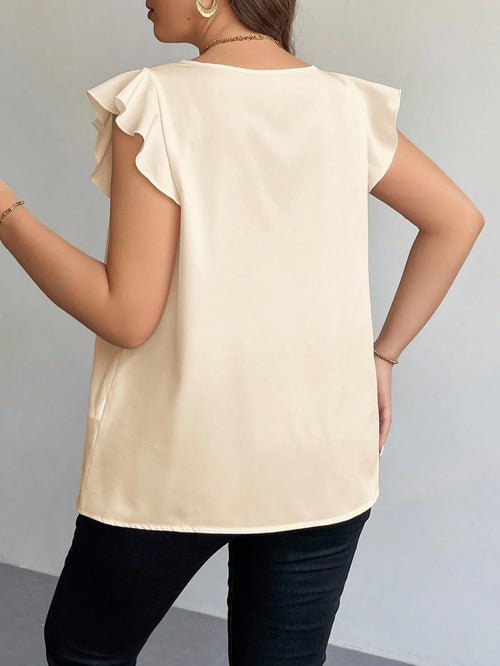 Blusa Plus Size Feminina Manga Curta Decote V