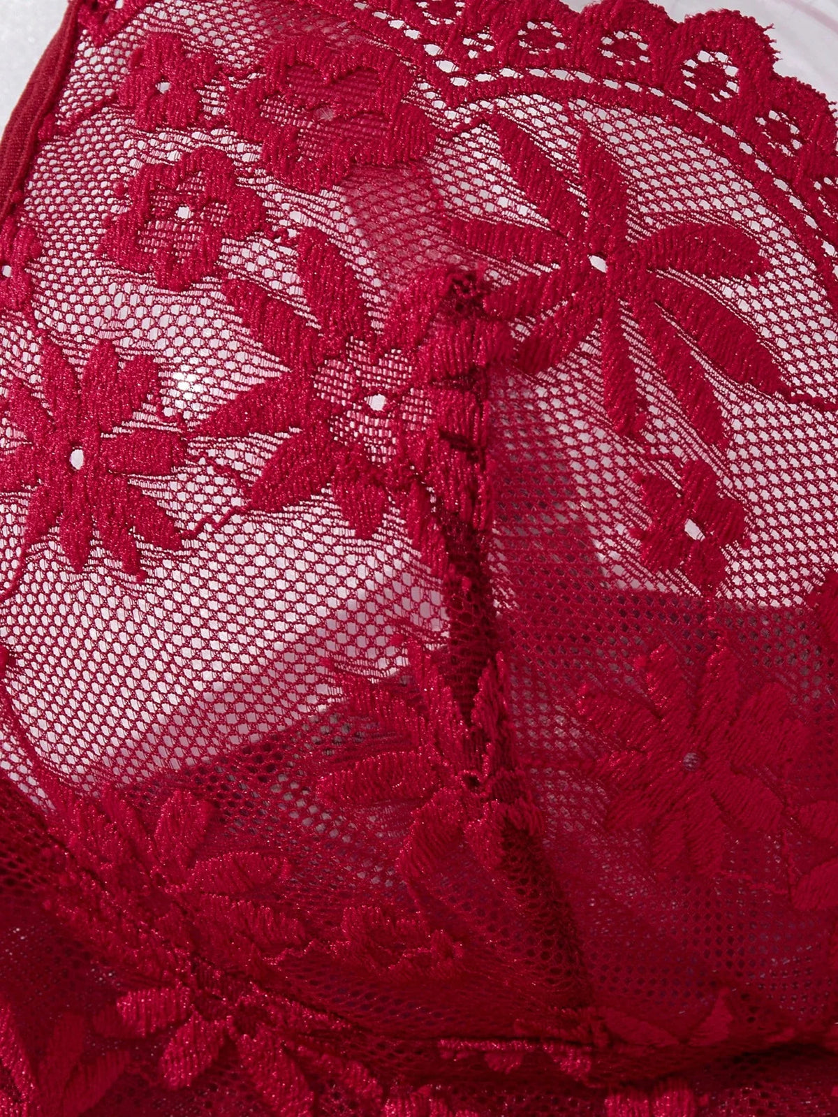 Conjunto Camisola Feminina Sensual com Renda e Calcinha Fio Dental