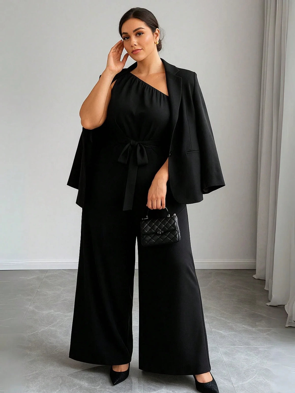 Macacão Um Ombro Só Pantalona Plus Size Feminino