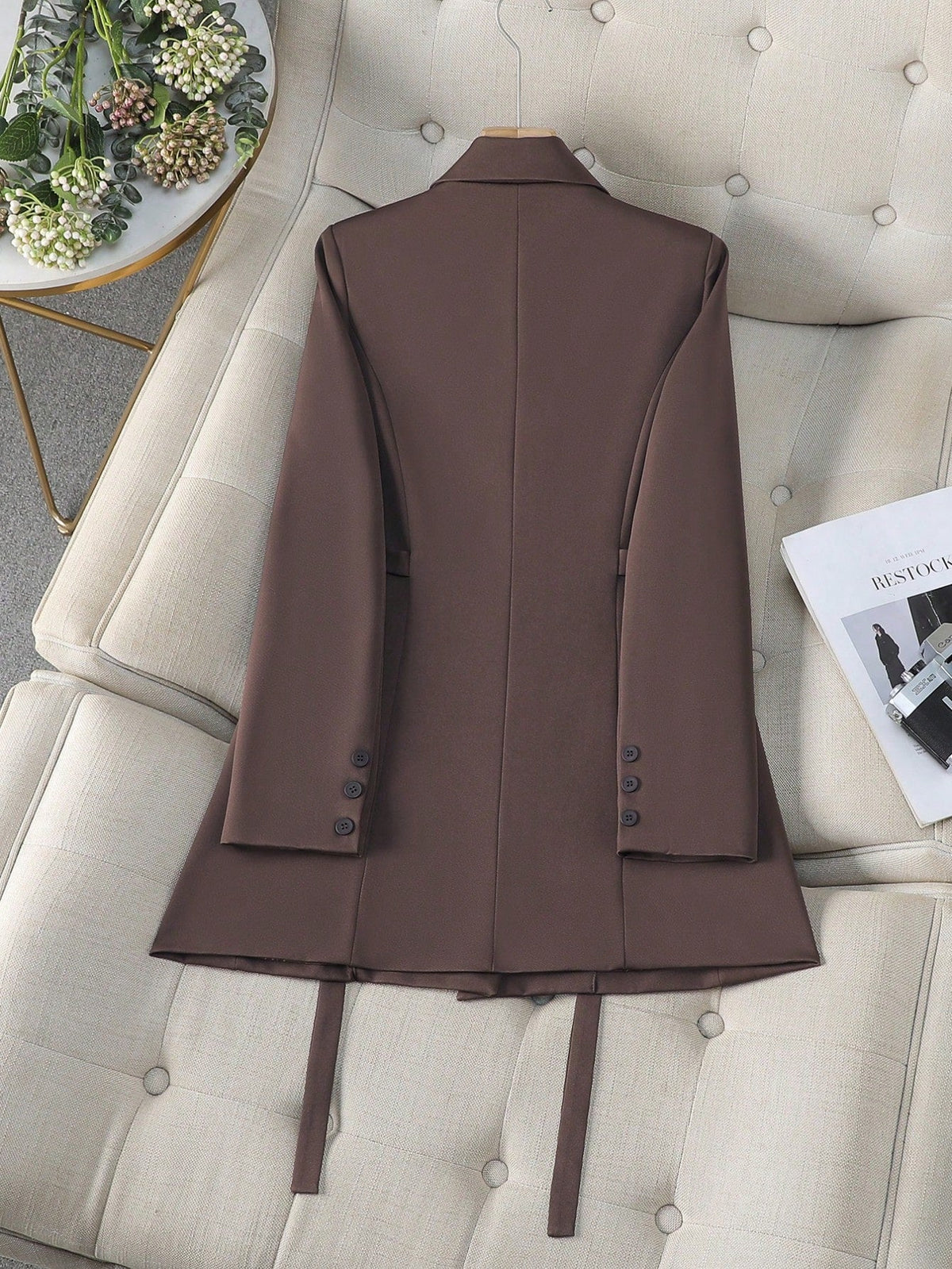 Blazer Feminino Forrado Alongado com Cinto