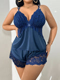 Pijama Plus Size Regata e Short de Renda Sensual