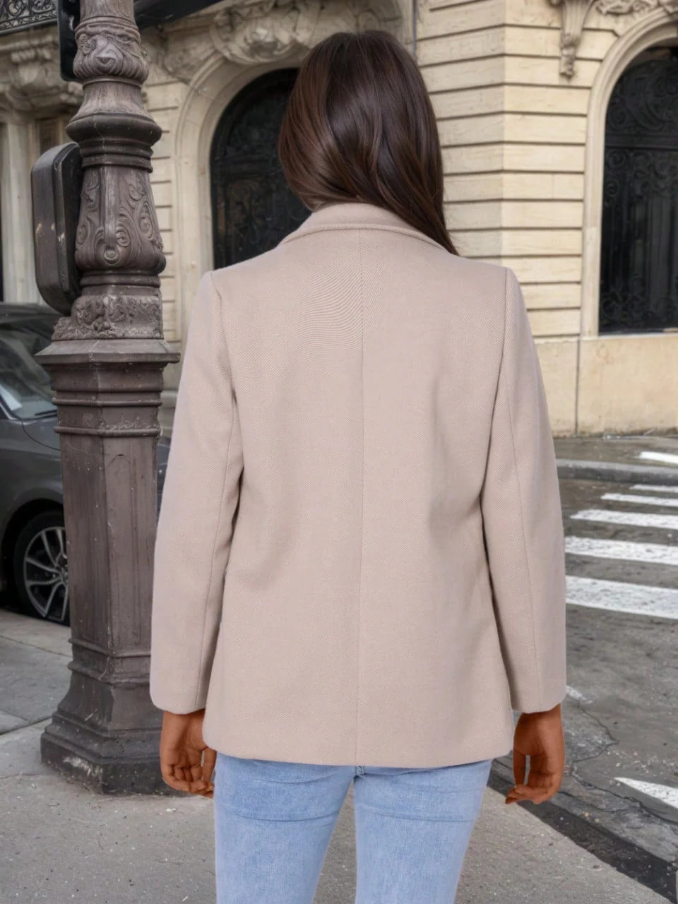 Blazer Feminino Alfaiataria de Lã Forrado com Abotoamento Duplo