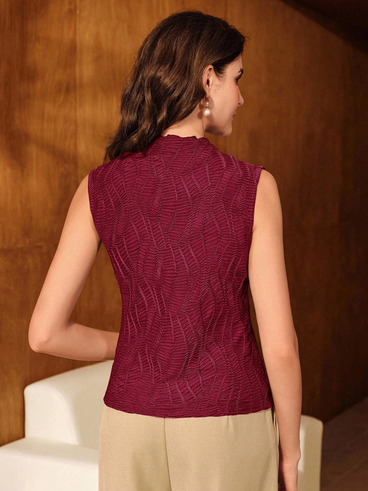 Blusa Regata Feminina Elegante Texturizada