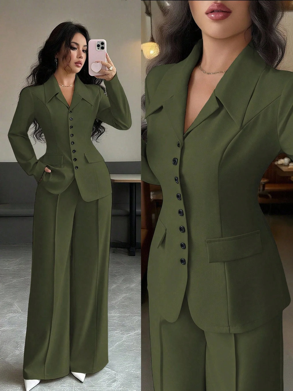 Conjunto Feminino Executivo com Blazer e Calça Pantalona