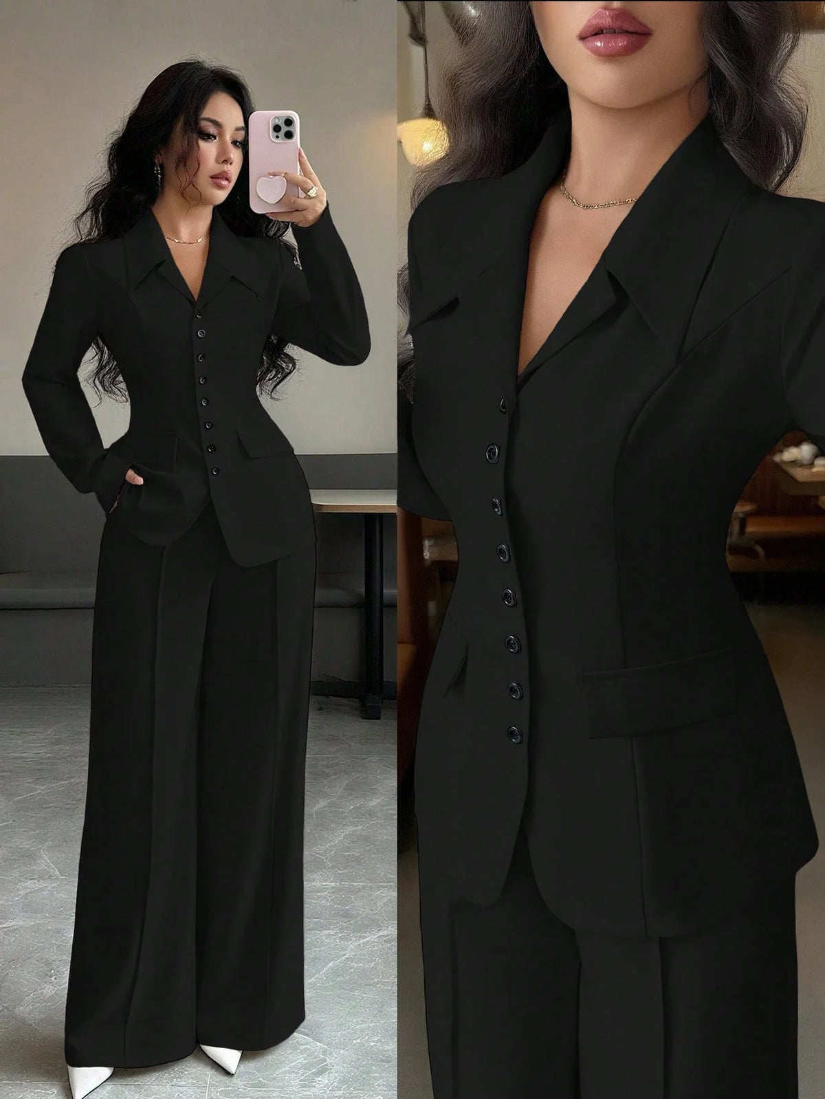 Conjunto Feminino Executivo com Blazer e Calça Pantalona
