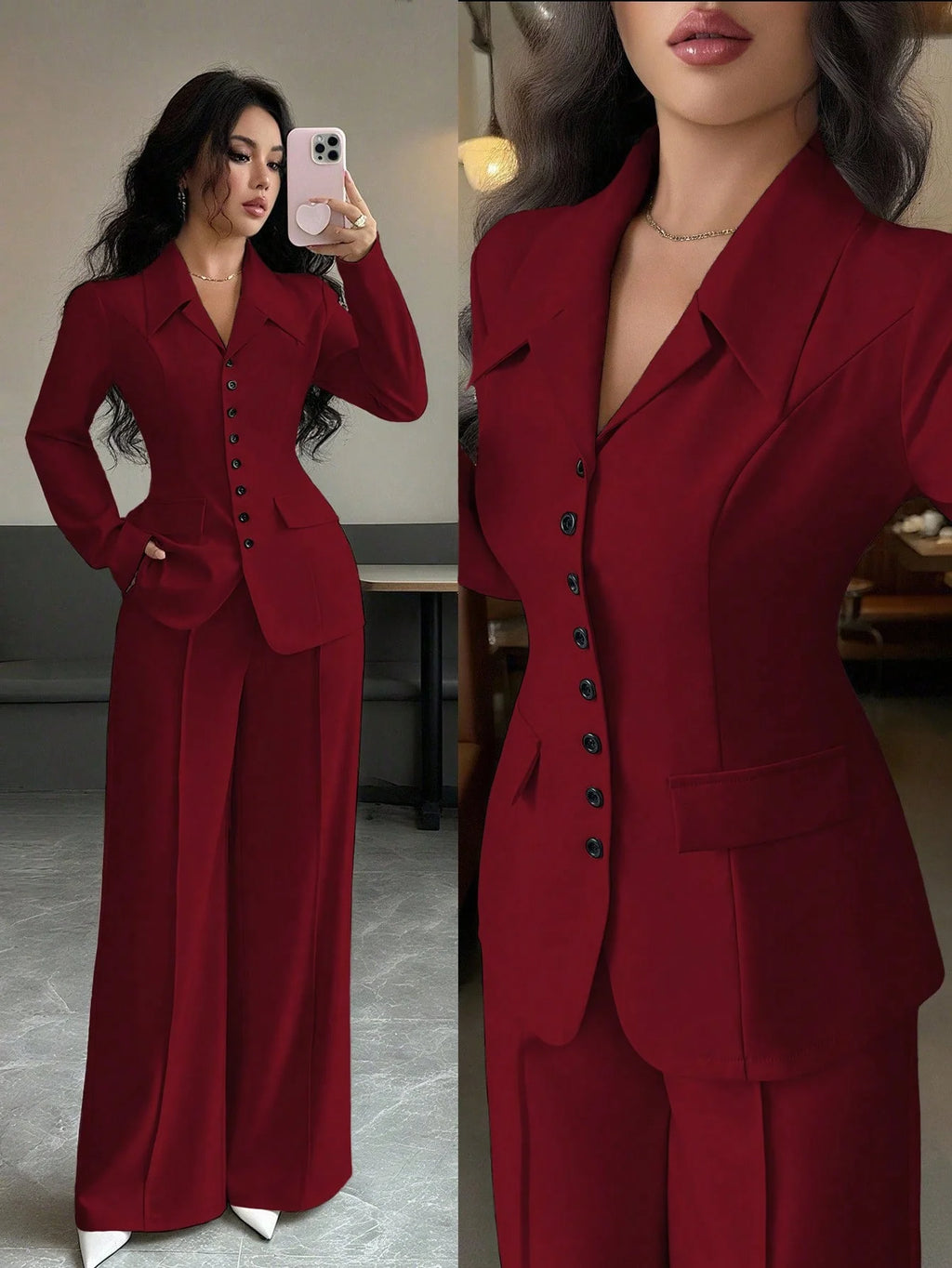 Conjunto Feminino Executivo com Blazer e Calça Pantalona