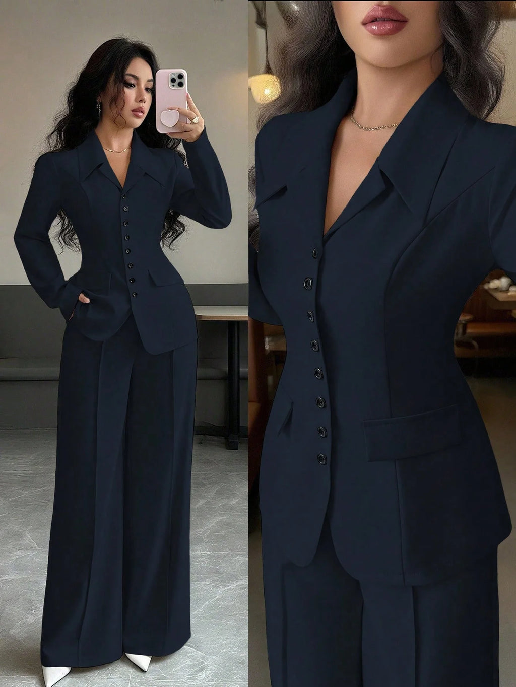 Conjunto Feminino Executivo com Blazer e Calça Pantalona