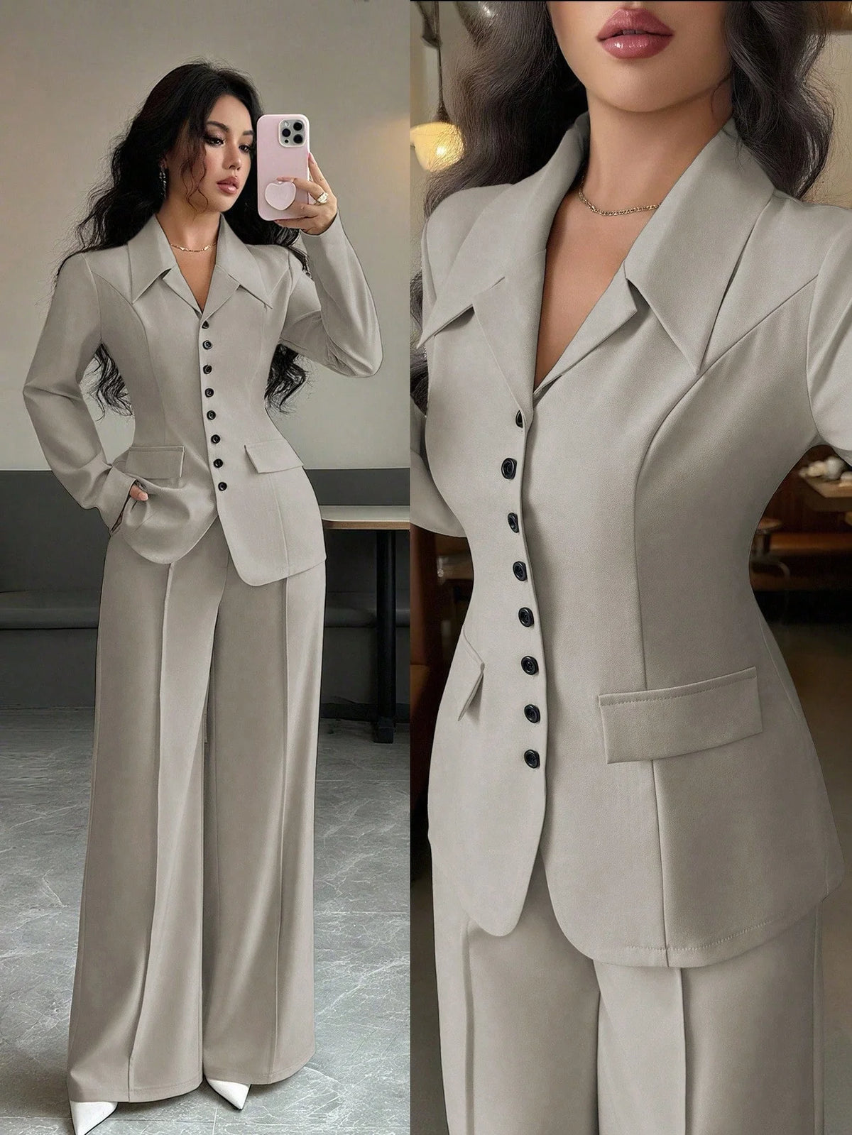 Conjunto Feminino Executivo com Blazer e Calça Pantalona