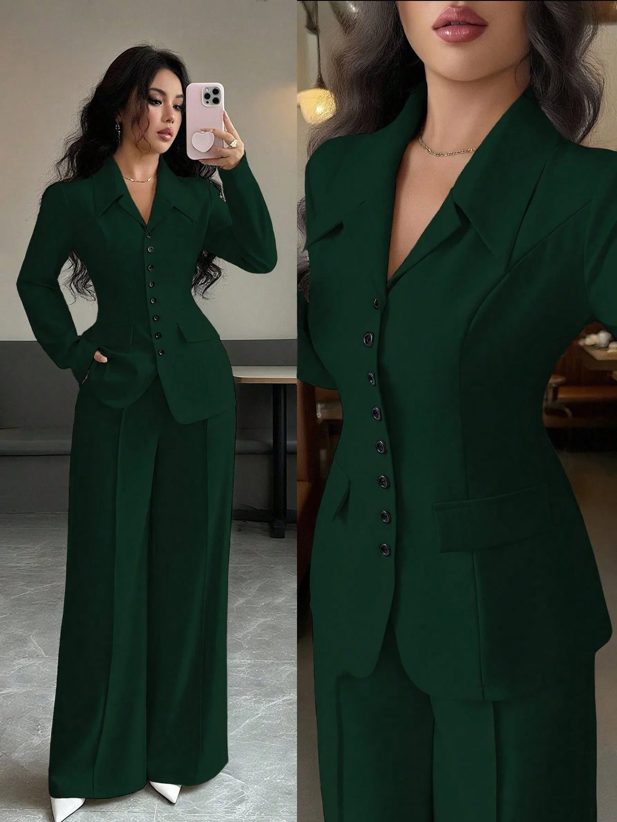 Conjunto Feminino Executivo com Blazer e Calça Pantalona