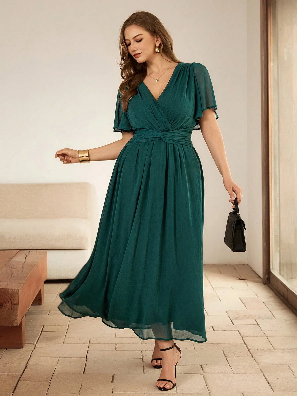 Vestido Longo Plus Size em Chiffon Festa Convidada