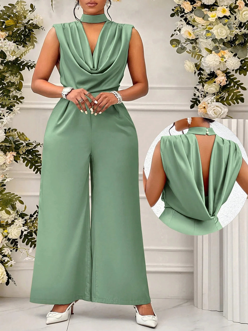 Macacão Para Festa Plus Size Elegante de Cetim