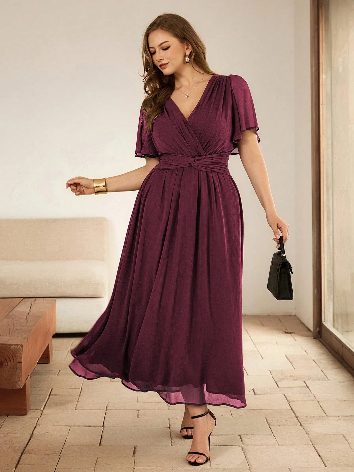 Vestido Longo Plus Size em Chiffon Festa Convidada