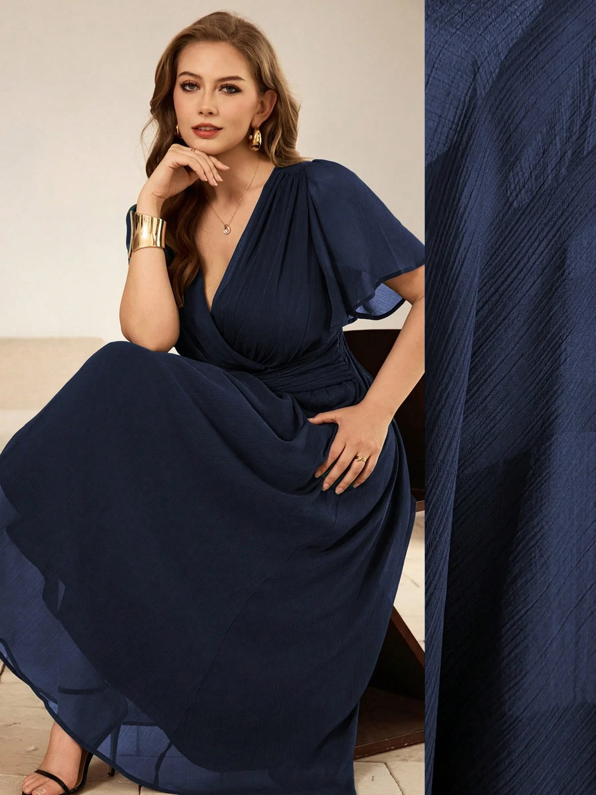 Vestido Longo Plus Size em Chiffon Festa Convidada