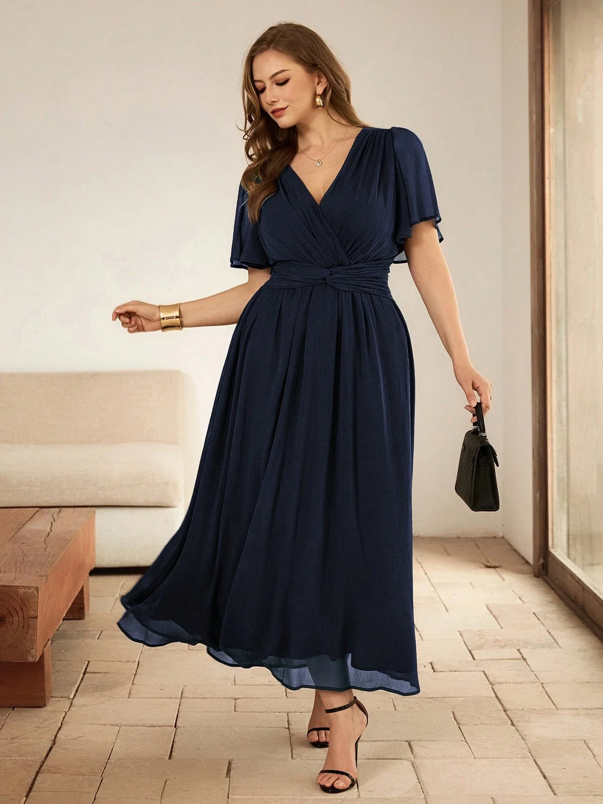 Vestido Longo Plus Size em Chiffon Festa Convidada