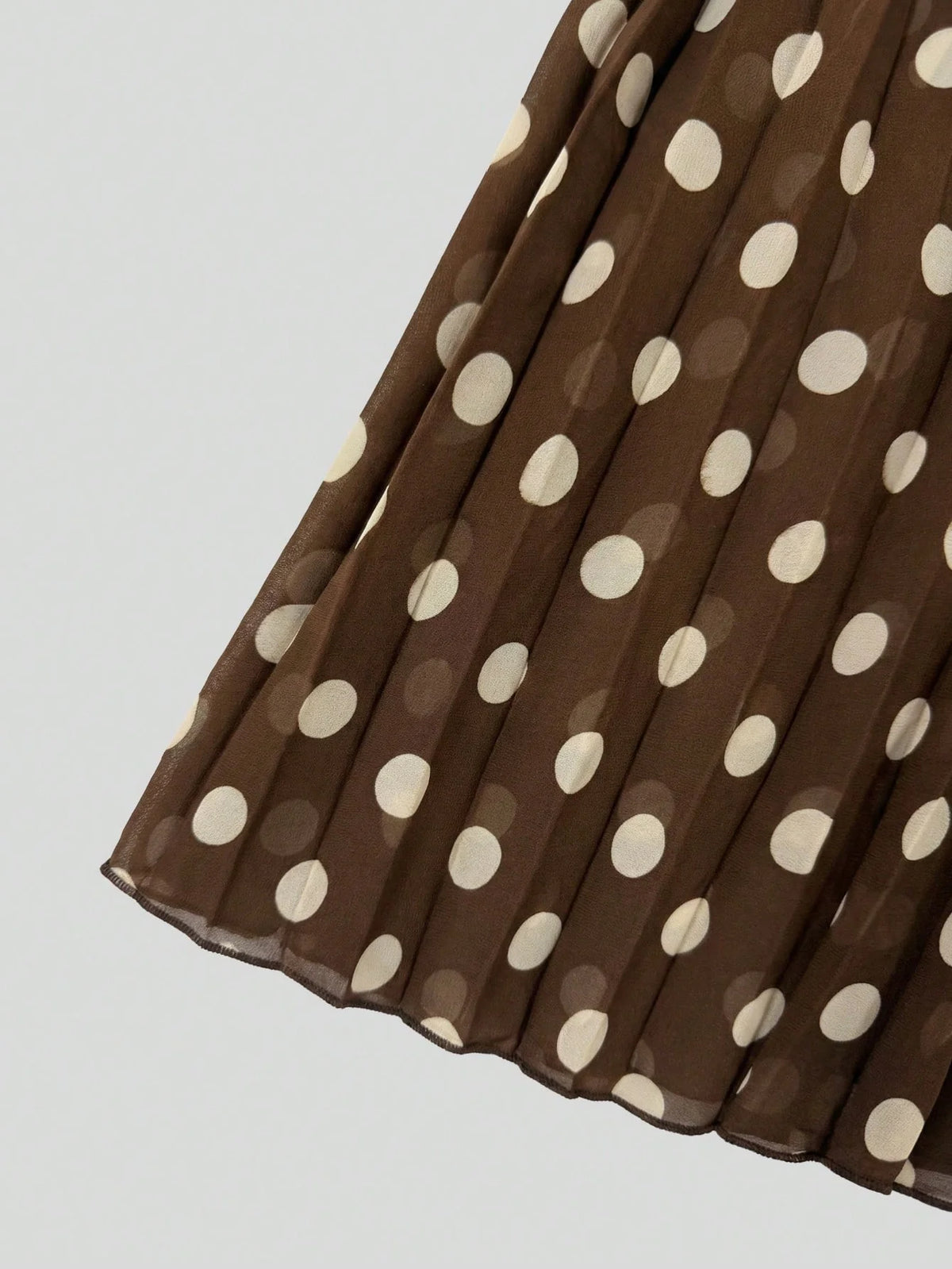 Saia Plissada Longa Feminina Elegante de Cintura Elástica com Bolinhas Poá