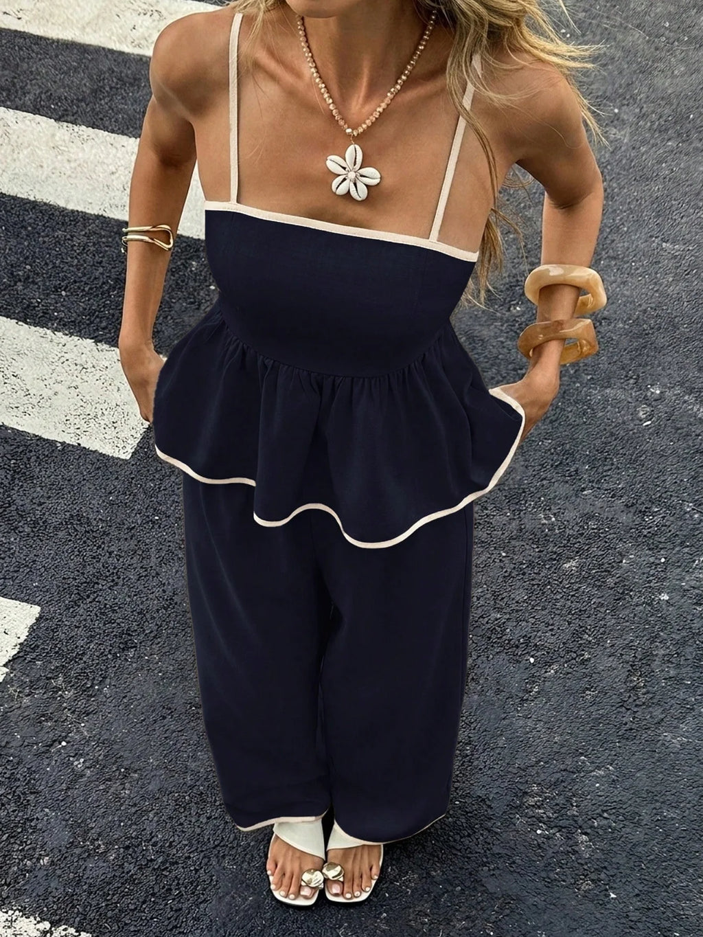 Conjunto Feminino Bata de Alça Fina e Calça