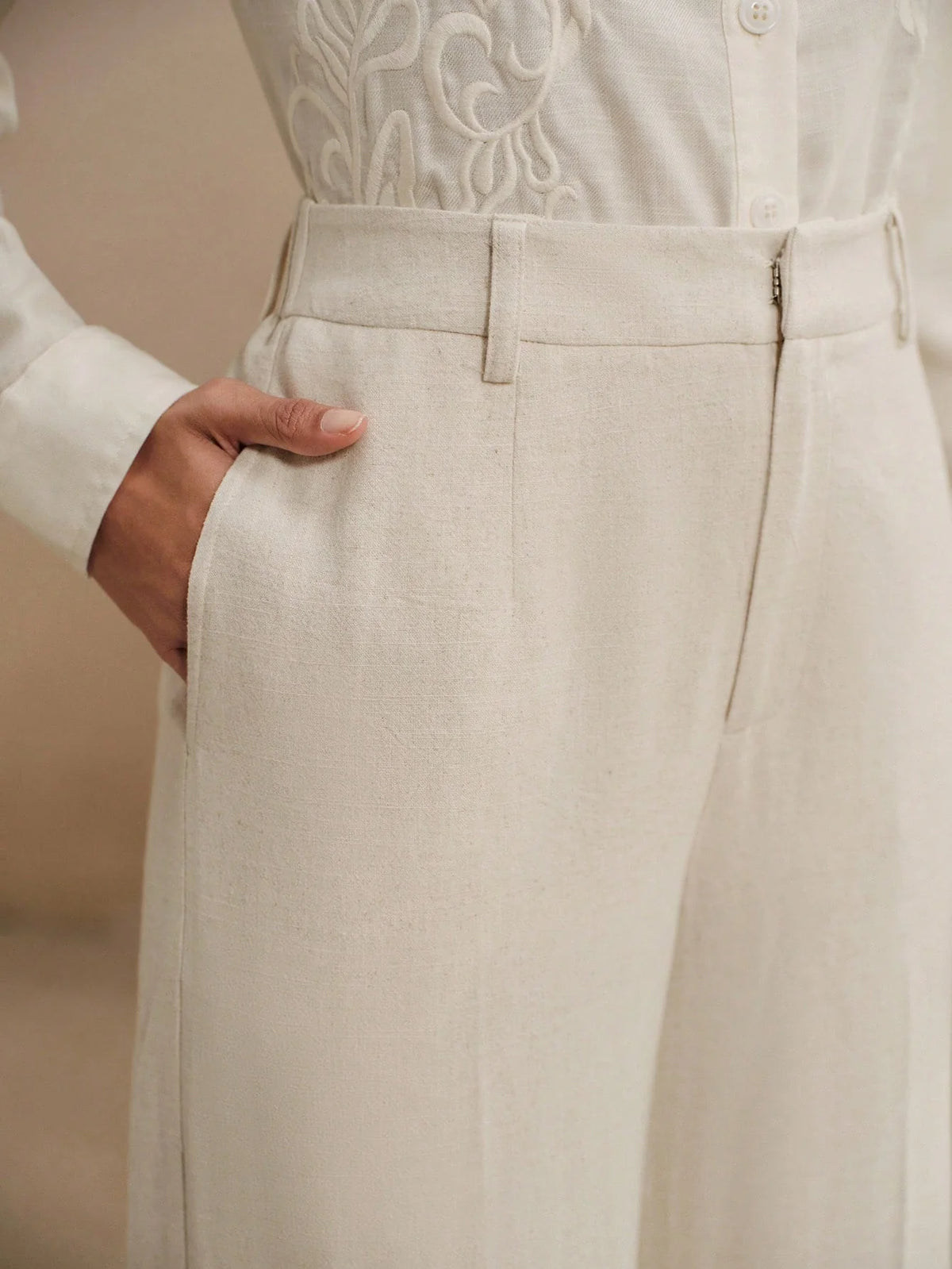 Calça Wide Leg Feminina de Linho Não Amassa