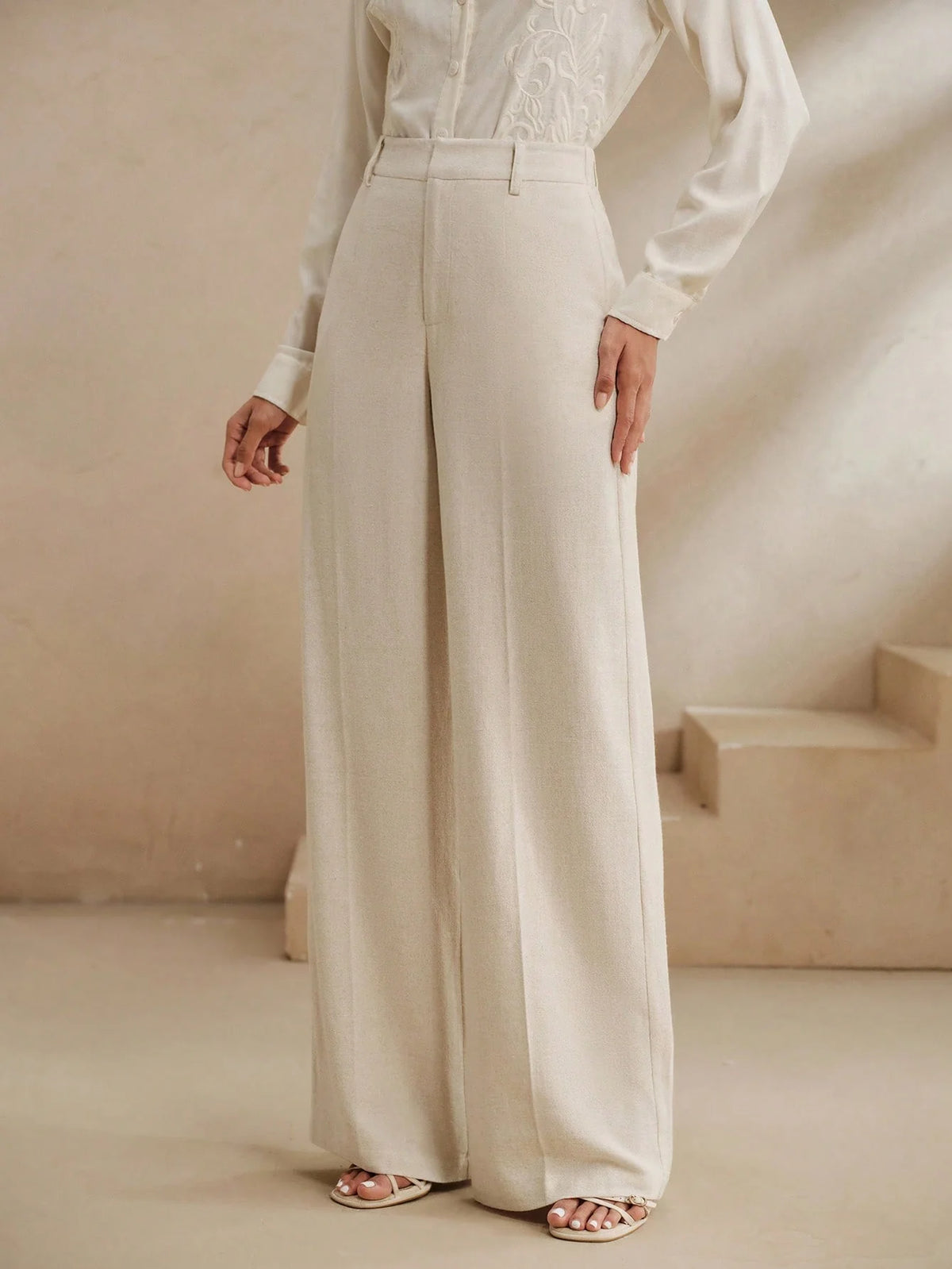 Calça Wide Leg Feminina de Linho Não Amassa