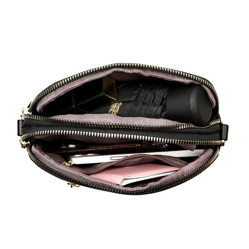 Bolsa Feminina Pequena Transversal com Zíper Duplo