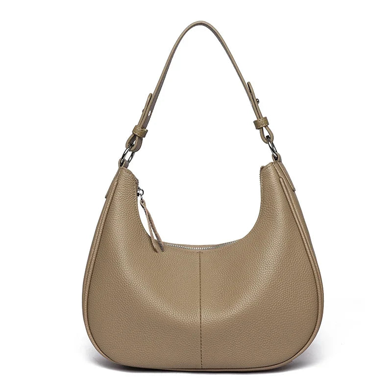 Bolsa de Ombro Feminina Meia Lua de Couro Legítimo