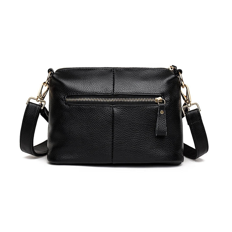 Bolsa Feminina Tiracolo de Couro Legítimo com Zíper Frontal Média