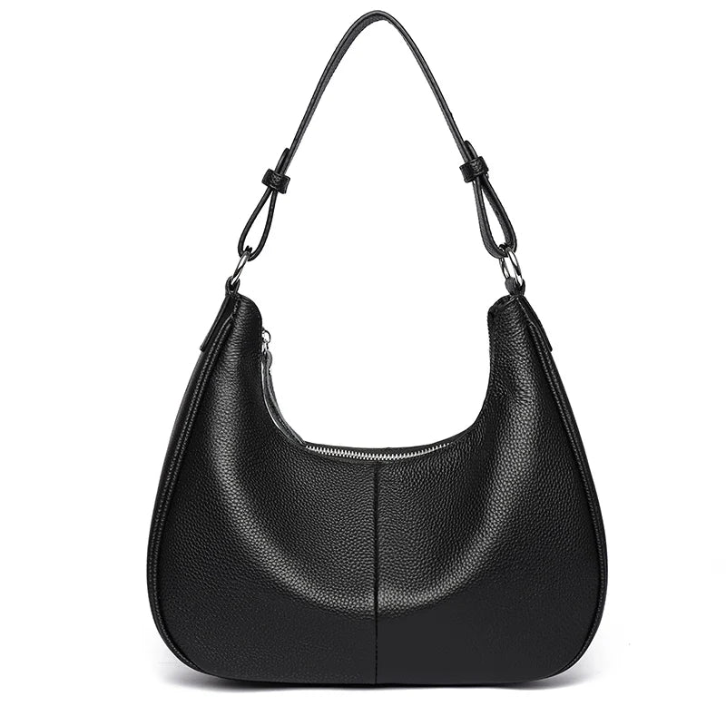 Bolsa de Ombro Feminina Meia Lua de Couro Legítimo
