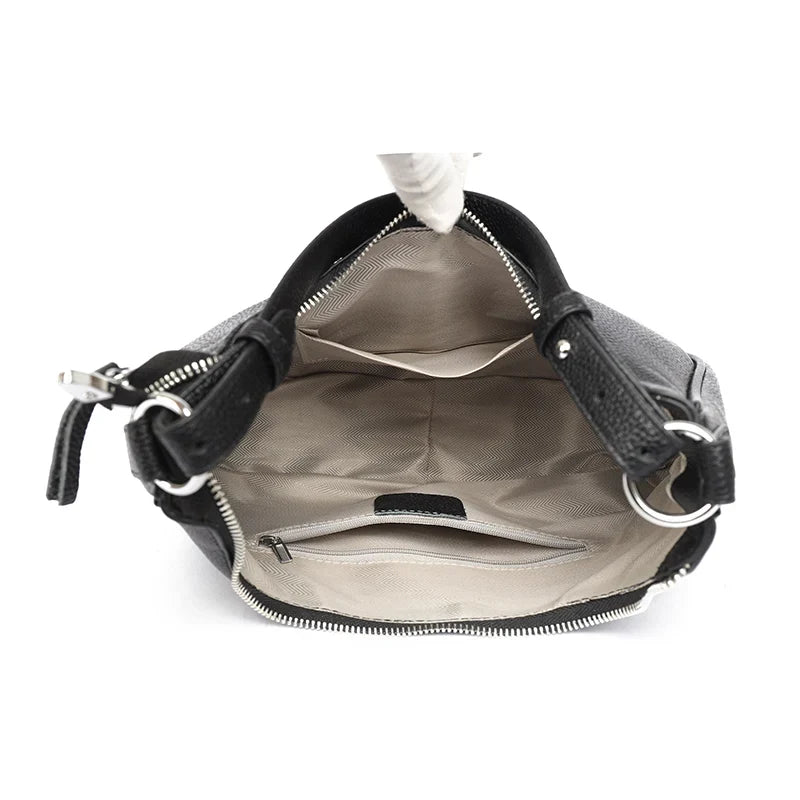 Bolsa de Ombro Feminina Meia Lua de Couro Legítimo