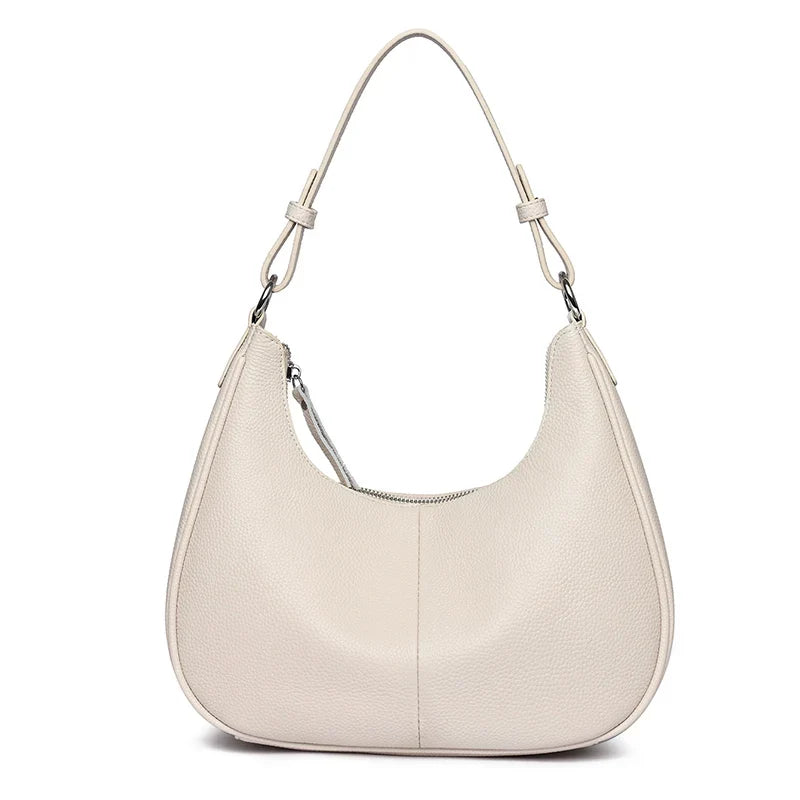 Bolsa de Ombro Feminina Meia Lua de Couro Legítimo