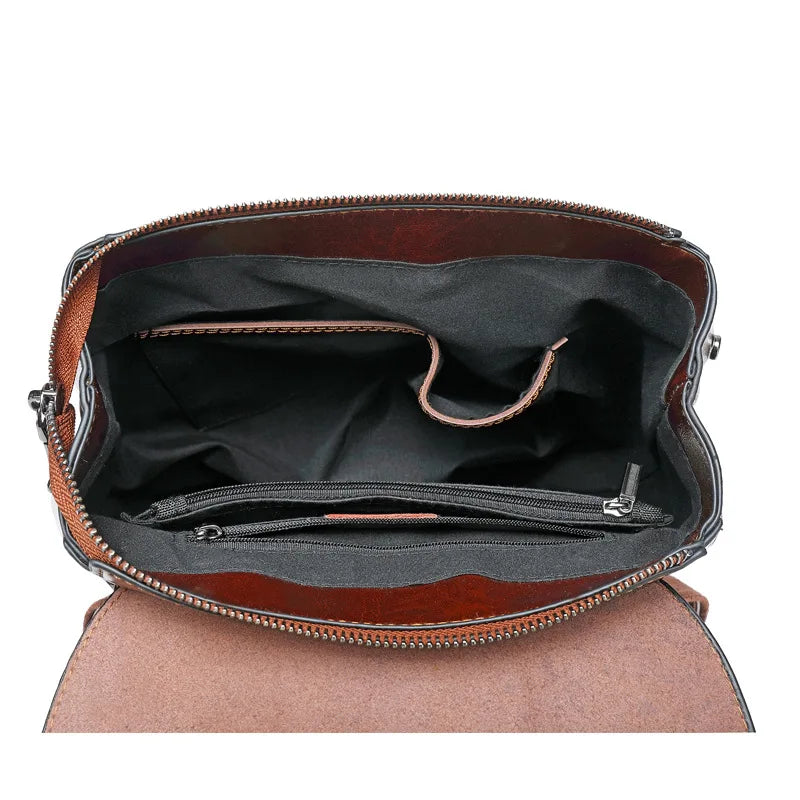 Mochila Feminina de Couro Legítimo Elegante