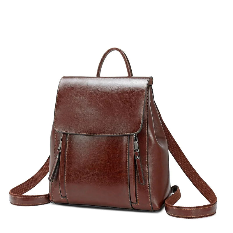 Mochila Feminina de Couro Legítimo Elegante