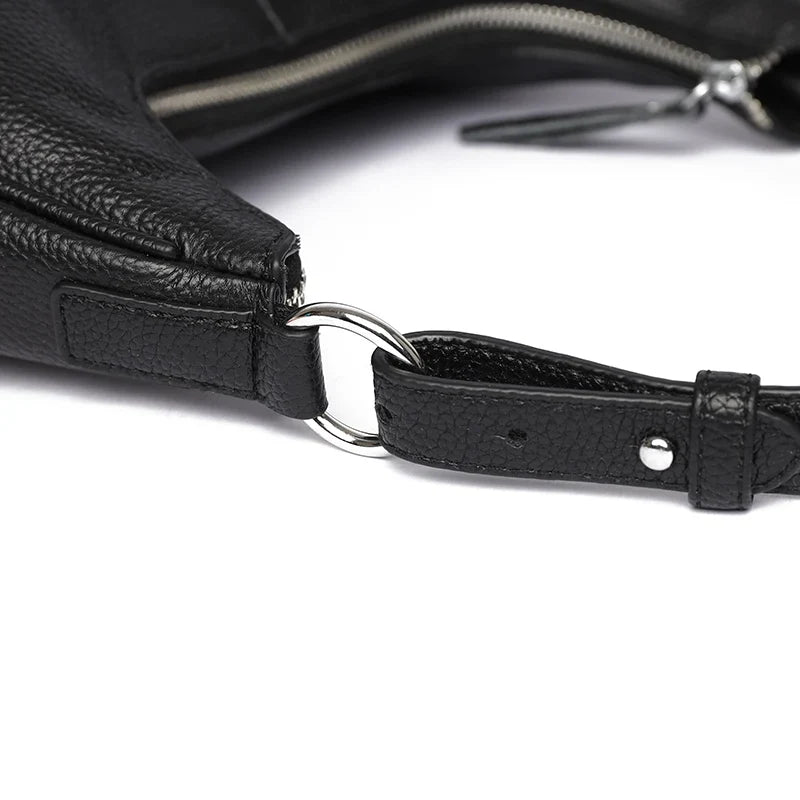 Bolsa de Ombro Feminina Meia Lua de Couro Legítimo