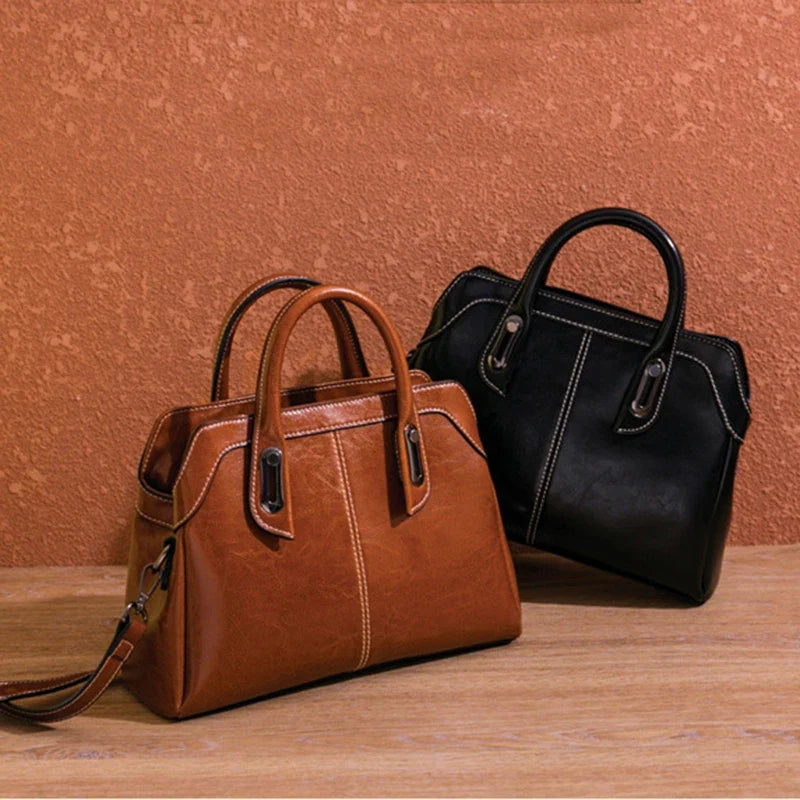 Bolsa Grande Feminina de Couro Legítimo Duas Alças