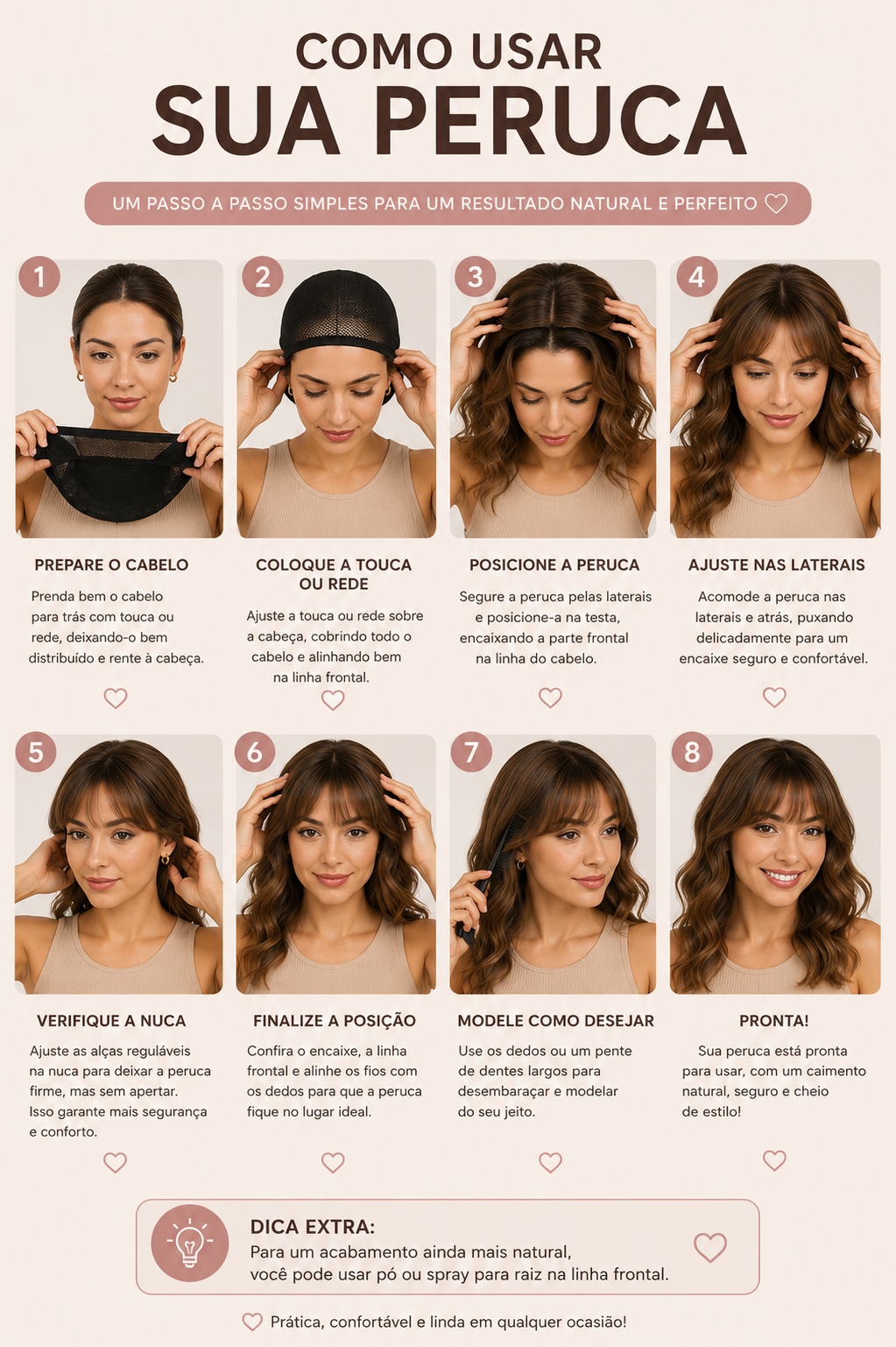 Peruca Feminina Cabelo Curtinho Liso Resistente ao Calor